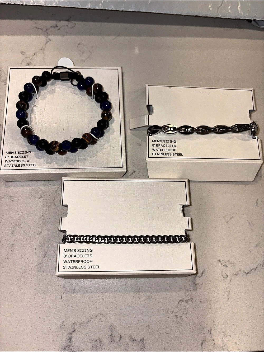Men's 8-Inch Bracelet Stainless Steel Lot Of 3